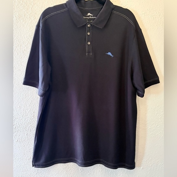 Tommy Bahama Other - Tommy Bahama Black Supima Cotton XL Short Sleeve Polo Shirt Blue Marlin Logo